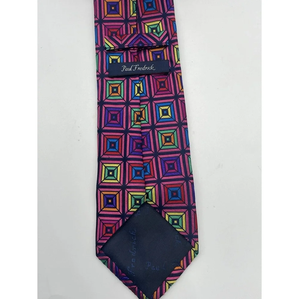 Paul‎ Fredrick Geometric silk tie Men's Preppy Party Career Wedding